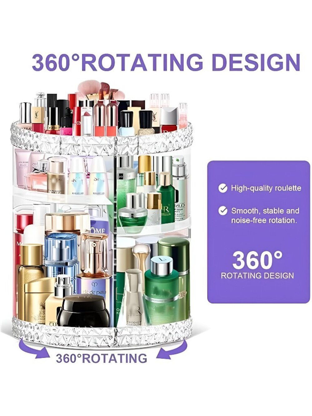 360 Rotating Makeup Organizer,Clear 6 Adjustable Layers Large Capacity